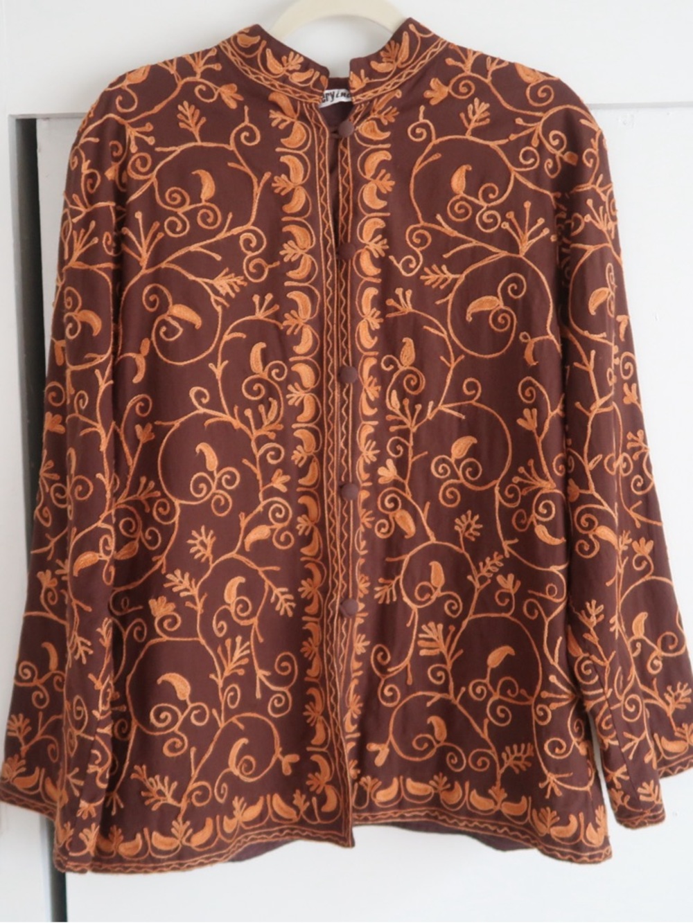 Vintage Gallery Indiya Brown and Orange Embroidered Boho Jacket